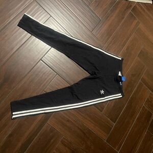 adidas Kids Black Leggings with White Stripes